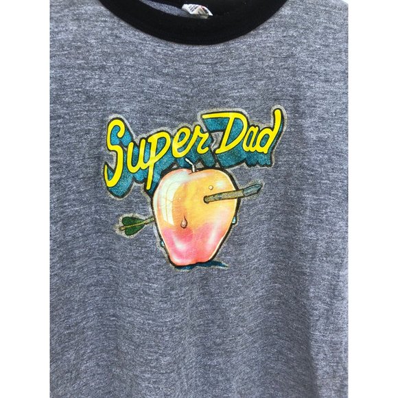 1980s (S) Tshirt, Glitter Rubber Graphic, SUPER DAD, Gym-Master, Father's Day - Picture 3 of 6